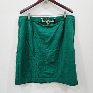 Talbots Pencil Skirt Size 16P Green Knee Length Equestrian Vibrant Dressy Career